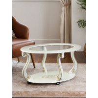 Журнальный стол Мебелик Овация С на колесах, слоновая кость, золото 00 6754