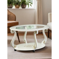 Журнальный стол Мебелик Овация С на колесах, слоновая кость, золото 00 6754