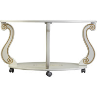 Журнальный стол Мебелик Овация С на колесах, слоновая кость, золото 00 6754