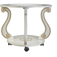 Журнальный стол Мебелик Овация С на колесах, слоновая кость, золото 00 6754