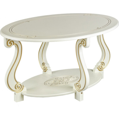 Журнальный стол Мебелик Овация ( М) слоновая кость/ золото 00 2545