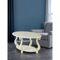 Журнальный стол Мебелик Овация ( М) слоновая кость/ золото 00 2545