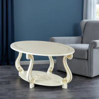 Журнальный стол Мебелик Овация ( М) слоновая кость/ золото 00 2545