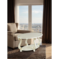 Журнальный стол Мебелик Овация ( М) слоновая кость/ золото 00 2545