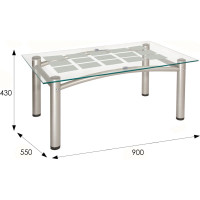 Журнальный стол Мебелик Робер 3М металлик, прозрачный 00 1937
