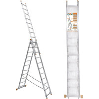 Алюминиевая трехсекционная лестница TDM ELECTRIC Народная ЛА3x12 высота 7870 мм SQ1028-0204