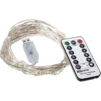 Светодиодная гирлянда TDM ELECTRIC Роса 100-Д 10 м, 100 LED, многоцветная, ПДУ, USB, IP20 SQ0361-0090