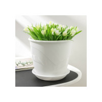 Горшок для цветов с поддоном СИМАЛЕНД Венеция 4.1 л, 21х19 см, белый 4483983