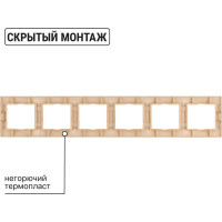 6-постовая рамка TDM ELECTRIC горизонтальная, ЭКО сосна Таймыр SQ1814-0234