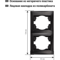 Рамка 2-х постовая вертикальная графит "Лама" TDM ELECTRIC SQ1815-0633