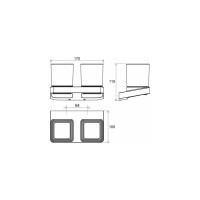 Держатель с двумя стаканами Ravak TD 220.20 стекло, черный X07P558