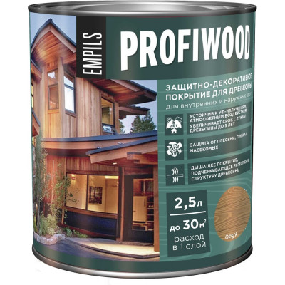 Защитно-декоративное покрытие для древесины PROFIWOOD (орех; 2.5 л; 2.3 кг) 72636