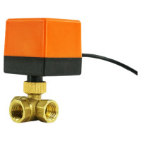 Кран DN.ru латунный 3-ходовой T-тип RP.BRASS.120.MM.015 Ду15 Ру16, электропривод 220В D160-00113