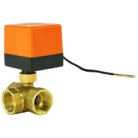 Кран DN.ru латунный 3-ходовой T-тип RP.BRASS.120.MM.025 Ду25 Ру16, электропривод 220В D160-00115