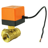 Кран DN.ru латунный 3-ходовой T-тип RP.BRASS.120.MM.025 Ду25 Ру16, электропривод 220В D160-00115