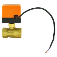 Кран DN.ru латунный 3-ходовой T-тип RP.BRASS.120.MM.025 Ду25 Ру16, электропривод 220В D160-00115