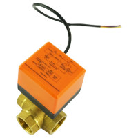 Кран DN.ru латунный 3-ходовой T-тип RP.BRASS.120.MM.025 Ду25 Ру16, электропривод 220В D160-00115