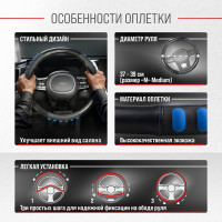 Оплетка SKYWAY Pop It-1 M, черно-синяя, экокожа S01102489