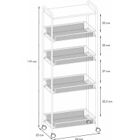 Этажерка / Стеллаж для хранения ЗМИ Ладья 25КС / 4 полки / с колёсами / цвет белый Э 443 Б Э 443  Б