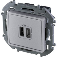 Зарядное устройство с двумя USB-разьемами A-C Legrand 240В/5В 3000мА - INSPIRIA - алюминий 673762