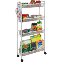 Этажерка  Стеллаж для хранения ЗМИ Ладья 14К  4 полки  с колёсами  цвет белый Э 372 Б