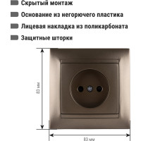 Розетка с защитной шторкой 10А 250В бронза серия "Лама" TDM ELECTRIC SQ1815-0710