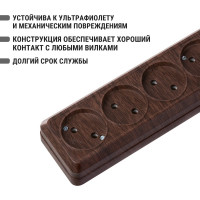 Горизонтальная 4-х местная розетка TDM ELECTRIC 2П открытой установки IP20 10A бук Ладога SQ1801-0328