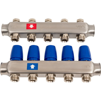 Коллектор MVI из нержавеющей стали в сборе без расходомеров, 5 выходов MS.405.06