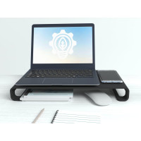 Алюминиевая подставка для ноутбука, монитора EMBODIMENT черная EMB-MLS-F-B