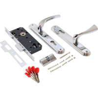 Врезной замок БУЛАТ ЗВ4-1.03.04 НОМОС (хром; 5 перфоключей; с ручками) 13963