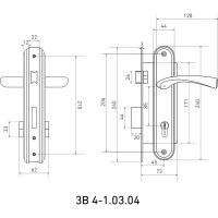Врезной замок БУЛАТ ЗВ4-1.03.04 НОМОС (хром; 5 перфоключей; с ручками) 13963