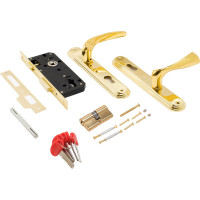 Врезной замок БУЛАТ ЗВ4-1.03.05 НОМОС (золото; 5 перфоключей; с ручками) 13558