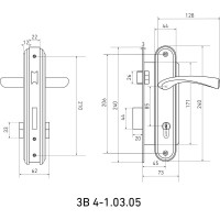 Врезной замок БУЛАТ ЗВ4-1.03.05 НОМОС (золото; 5 перфоключей; с ручками) 13558