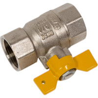 Шаровой кран MVI газовый полнопроходной 3/4" внутренняя-внутренняя, бабочка BV.813.05