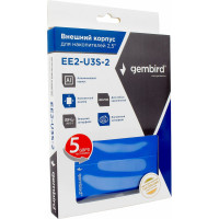 Внешний корпус Gembird 2.5", синий, USB 3.0, SATA, металл, EE2-U3S-2-B