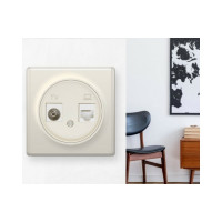 Розетка OneKeyElectro двойная антенна/компьютер TV/RJ45 кат.5e, цвет бежевый 7700244