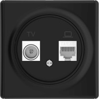Розетка OneKeyElectro двойная антенна/компьютер TV/RJ45 кат.5e, цвет черный (серия Florence) 7700247