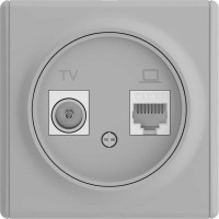 Розетка OneKeyElectro двойная антенна/компьютер TV/RJ45 кат.5e, цвет серый (серия Florence) 7700246
