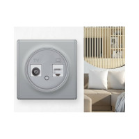 Розетка OneKeyElectro двойная антенна/компьютер TV/RJ45 кат.5e, цвет серый (серия Florence) 7700246