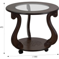 Журнальный стол Мебелик Грация (С) на колесах, темно-коричневый 7457