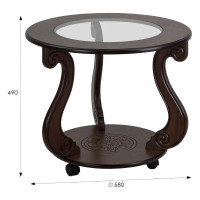 Журнальный стол Мебелик Грация (С) на колесах, темно-коричневый 7457