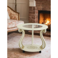 Журнальный стол Мебелик Грация (С) на колесах, слоновая кость, золото 7455