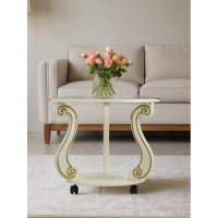 Журнальный стол Мебелик Грация (С) на колесах, слоновая кость, золото 7455