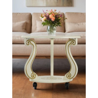 Журнальный стол Мебелик Грация (С) на колесах, слоновая кость, золото 7455