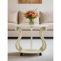 Журнальный стол Мебелик Грация (С) на колесах, слоновая кость, золото 7455