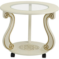 Журнальный стол Мебелик Грация (С) на колесах, слоновая кость, золото 7455