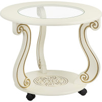 Журнальный стол Мебелик Грация (С) на колесах, слоновая кость, золото 7455