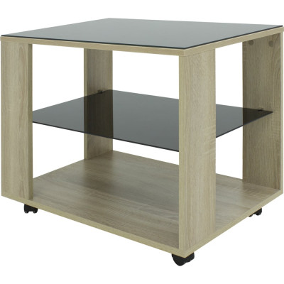 Журнальный стол Мебелик BeautyStyle 5 сонома, стекло черное 7624