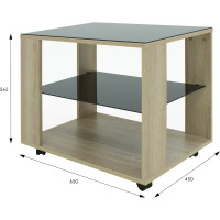 Журнальный стол Мебелик BeautyStyle 5 сонома, стекло черное 7624