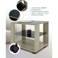 Журнальный стол Мебелик BeautyStyle 5 сонома, стекло черное 7624